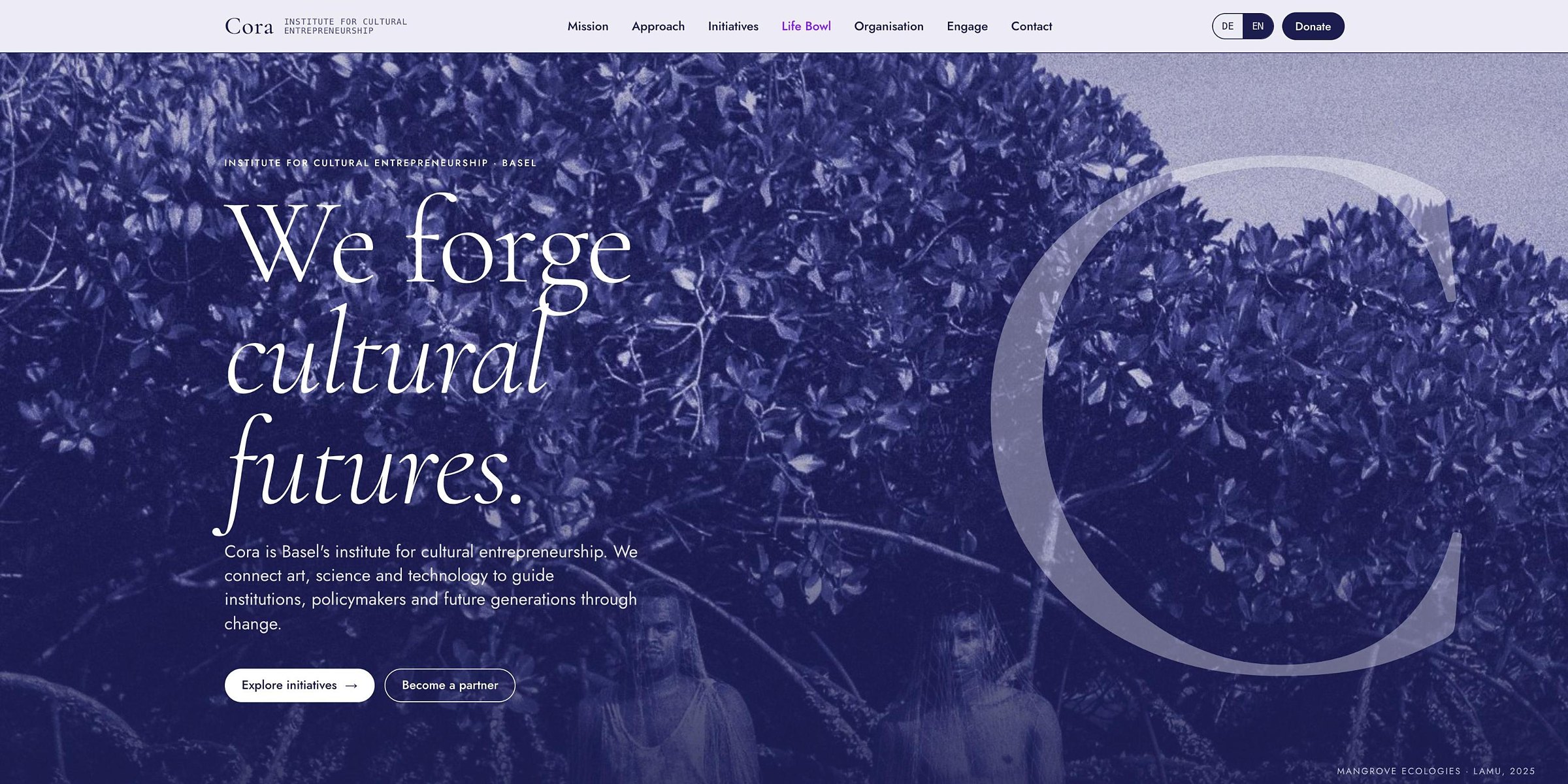 CORA website, home page