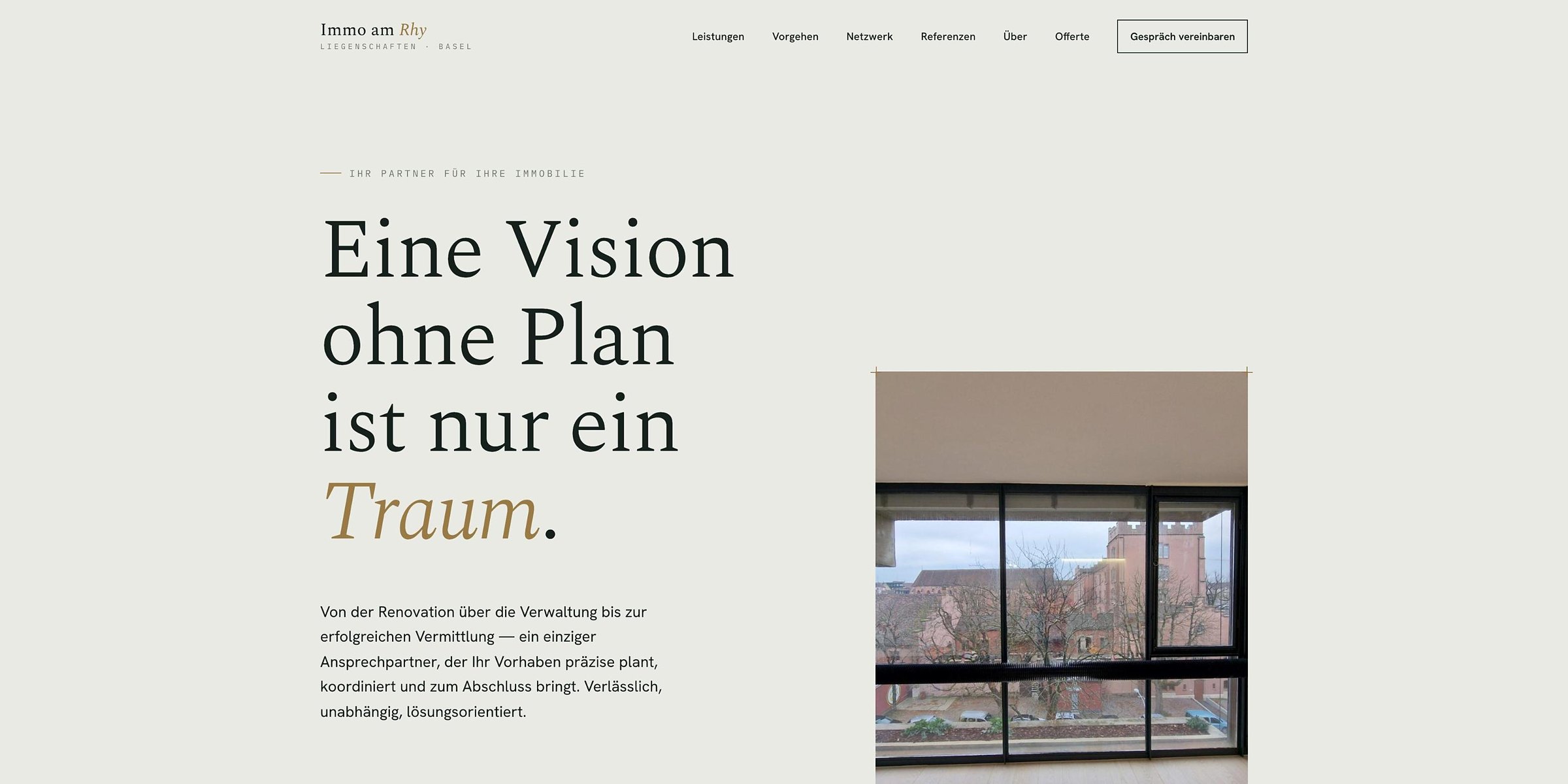 Immo am Rhy website, home page