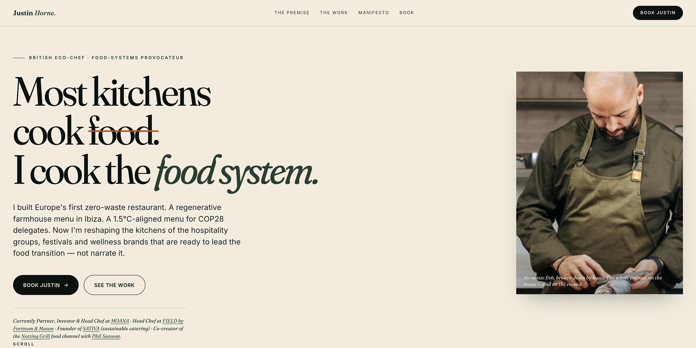 Justin Horne website, home page
