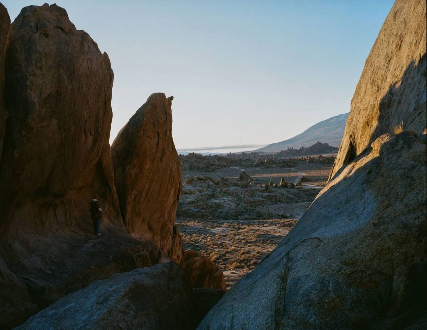 Rock formations on a coastline at golden hour